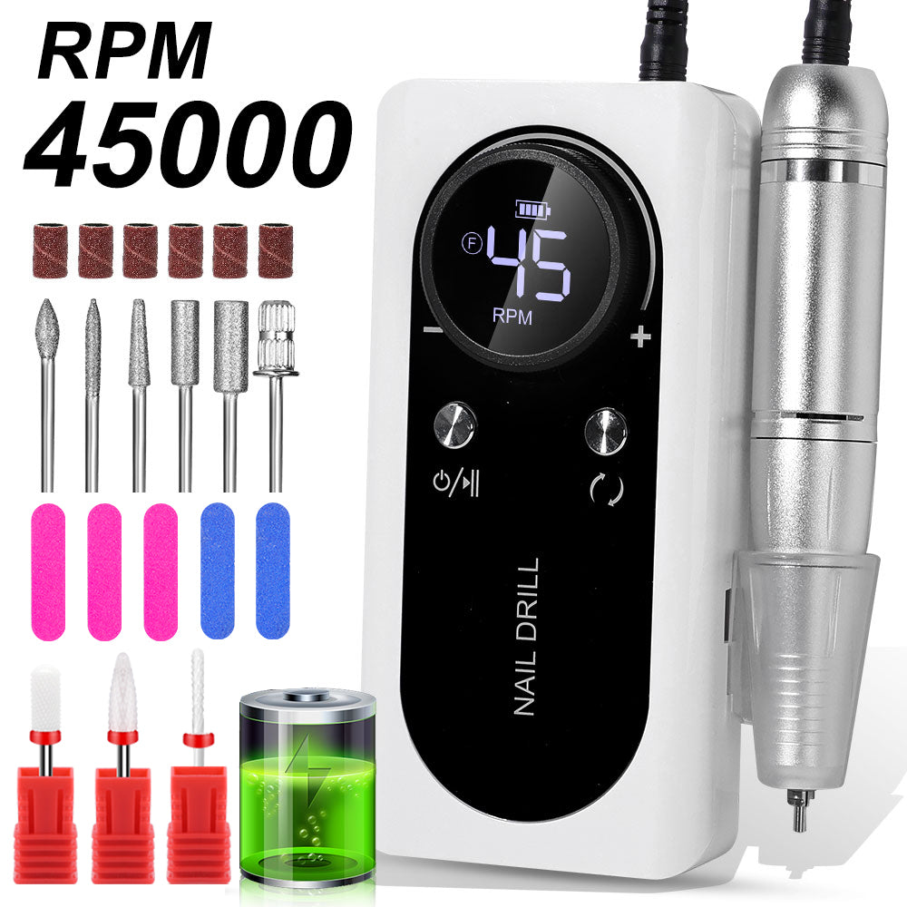 Professional Electric Nail Drill Machine | 45,000 RPM | Cordless Rechargeable | LCD Display | E-File Kit — Prime Trend Market