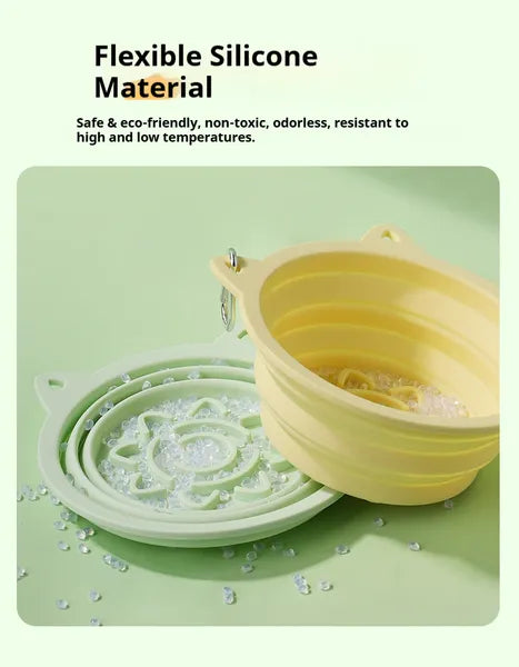 3-in-1 Collapsible Pet Travel Bowl — Slow Feeder, Suction Cup & Collar Hook — Prime Trend Market