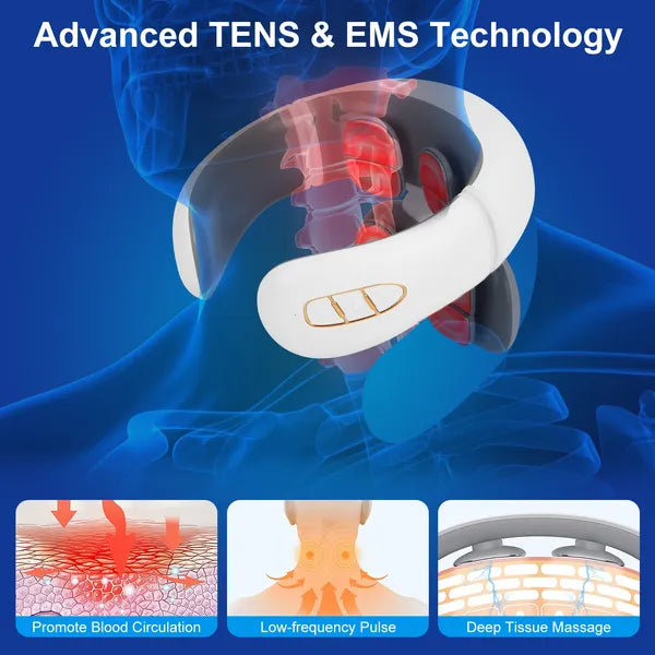 Luxury EMS Cervical Neck Massager with Heat — 8 Heads, 6 Modes, Remote Control & Voice Prompt — Prime Trend Market
