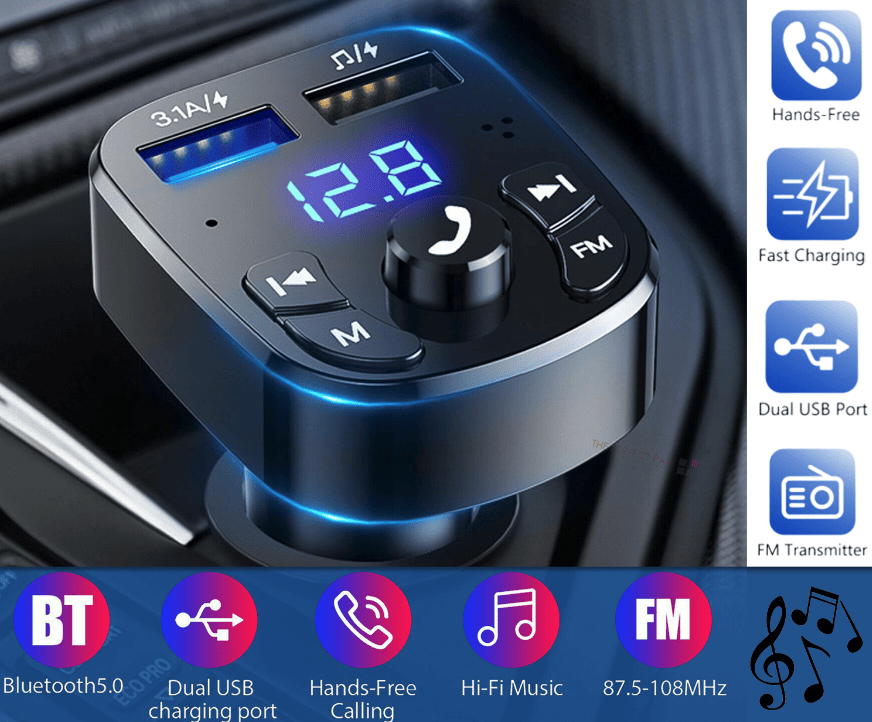 Wireless Car Bluetooth FM Transmitter | MP3 Audio | USB Charger | Hands-Free Calling — Prime Trend Market
