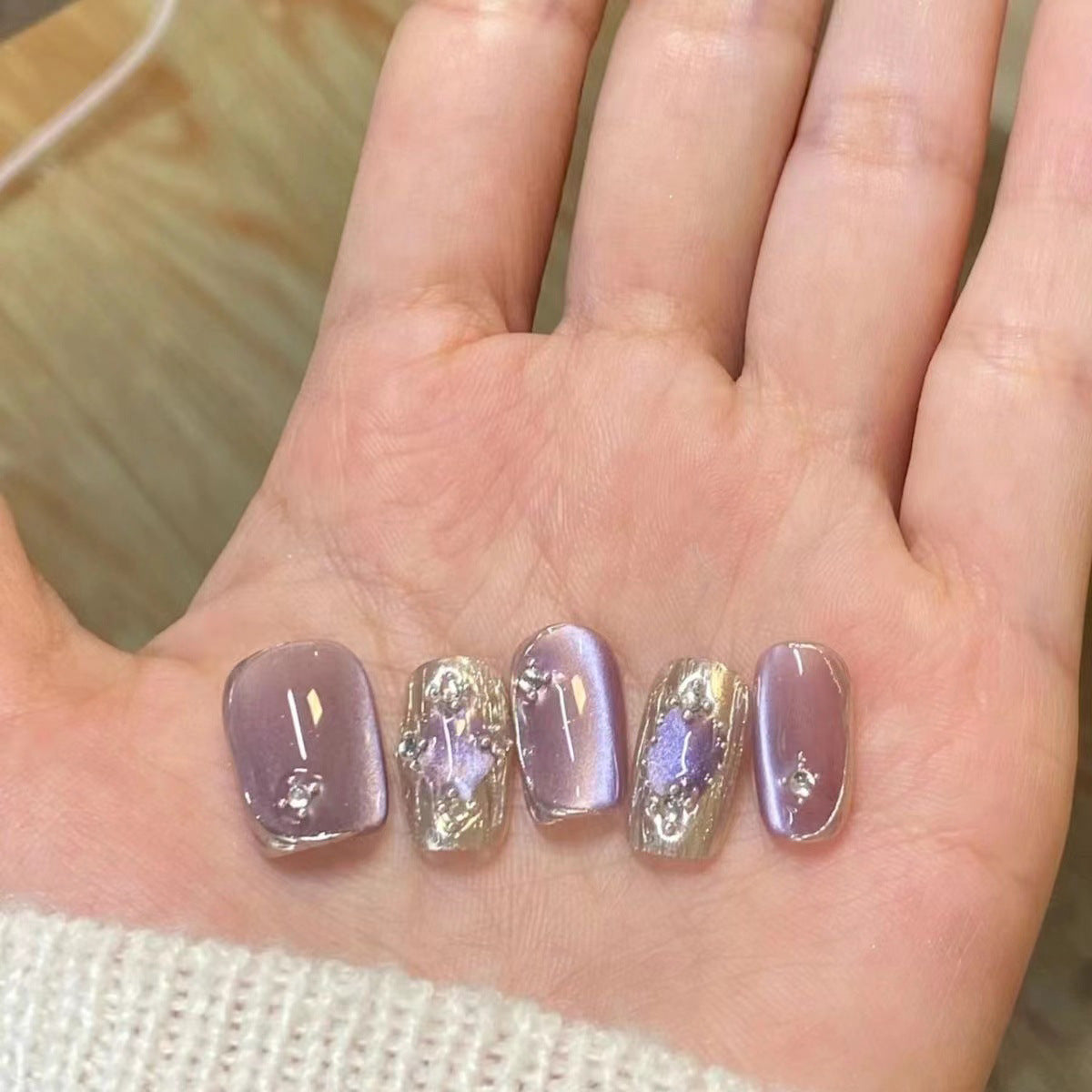 Purple Armor Press-On Nails — Handmade Fake Nail Patch Set | Long, Short & Ultra Short — Prime Trend Market