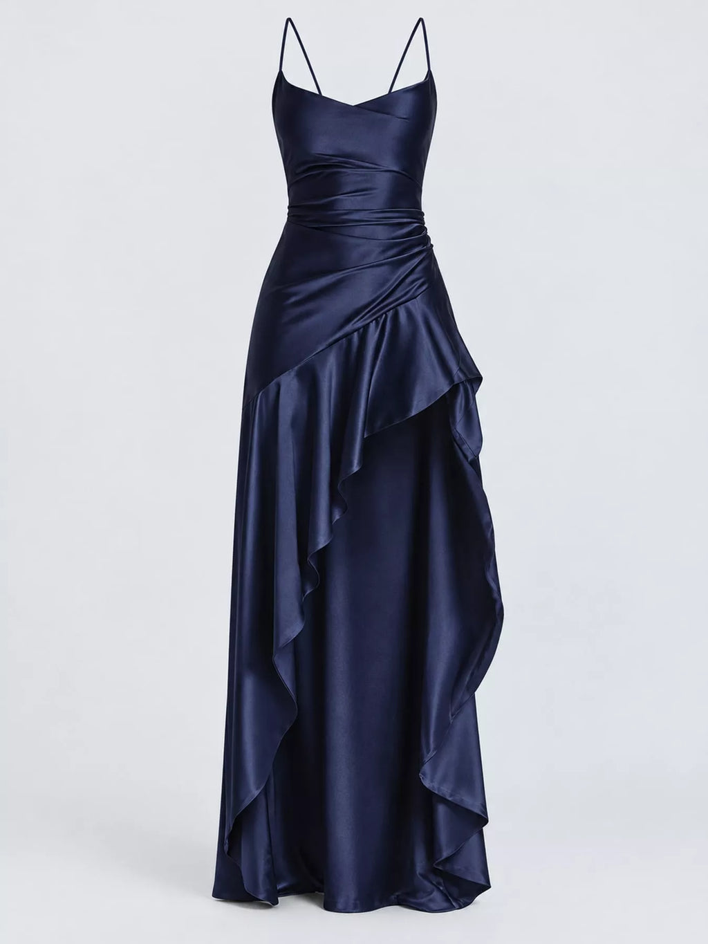 High-Low Ruffle-Hem Evening Dress