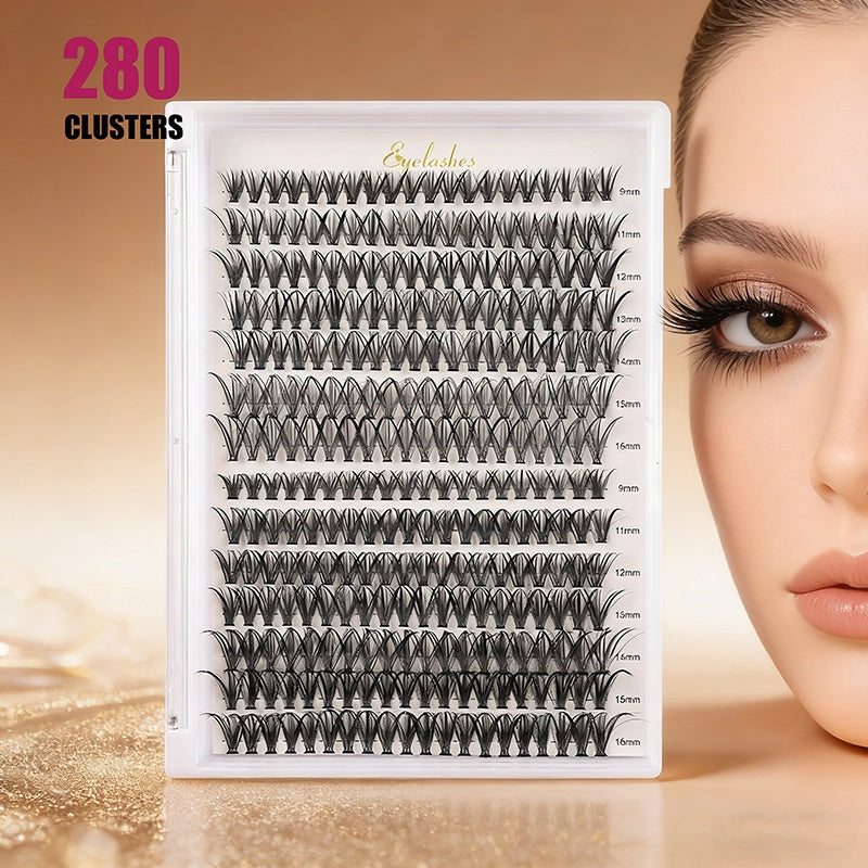 DIY Lash Extension Kit — 280pcs Individual Lash Clusters | D Curl, Thick Volume, Natural Look — Prime Trend Market