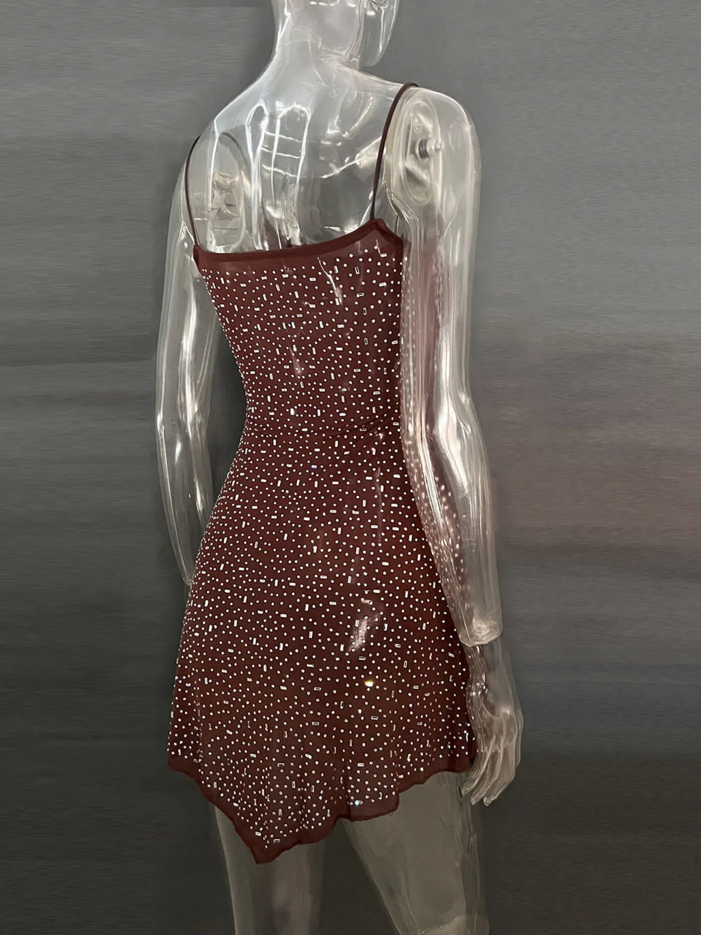 Rhinestone-Detail Mini Cami Dress