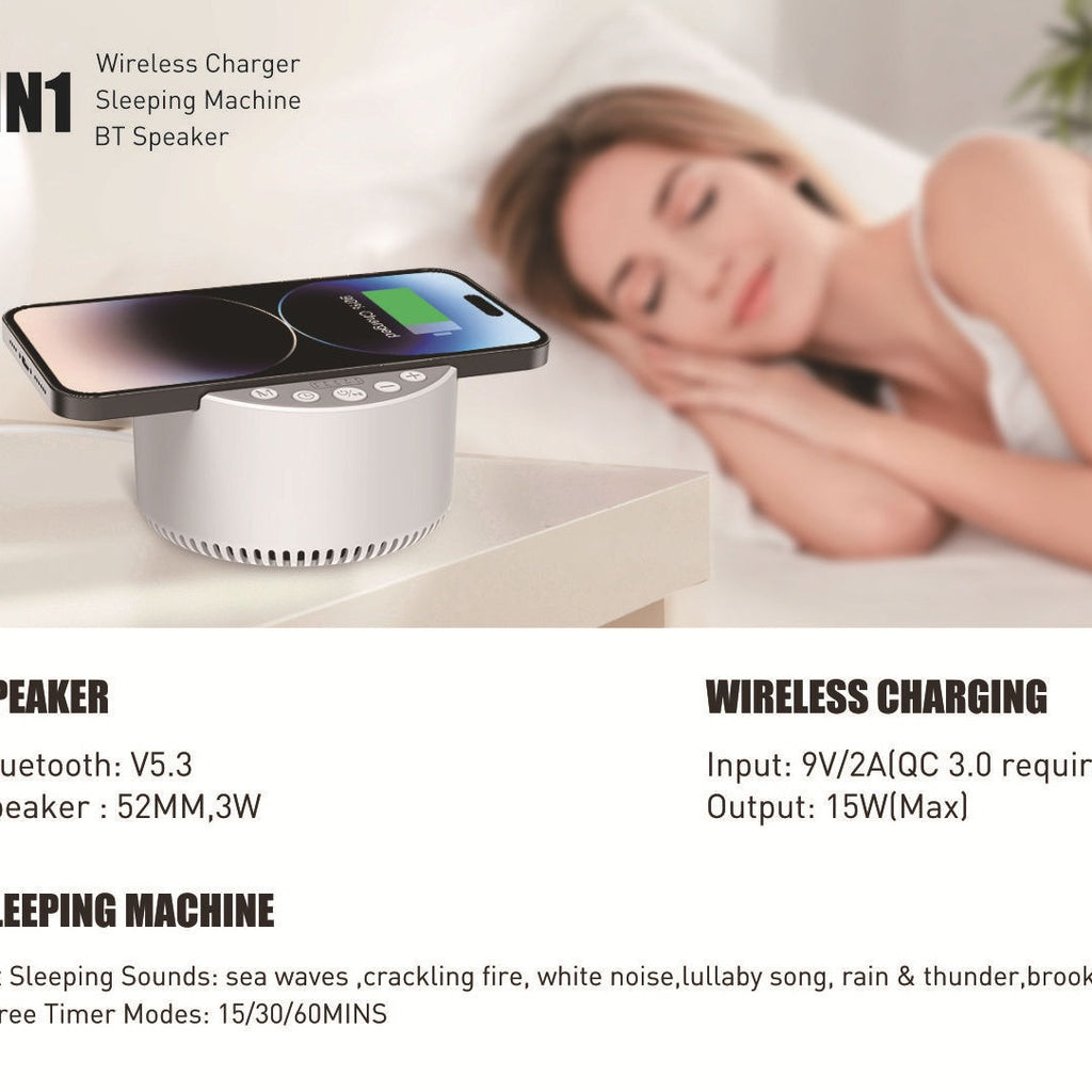 3-in-1 Smart White Noise Bluetooth Speaker & 15W Wireless Charger | Sleep Sounds, Music & Fast Charging — Eliza & Tuan