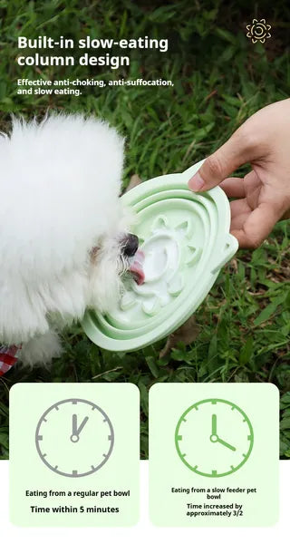 3-in-1 Collapsible Pet Travel Bowl — Slow Feeder, Suction Cup & Collar Hook — Prime Trend Market
