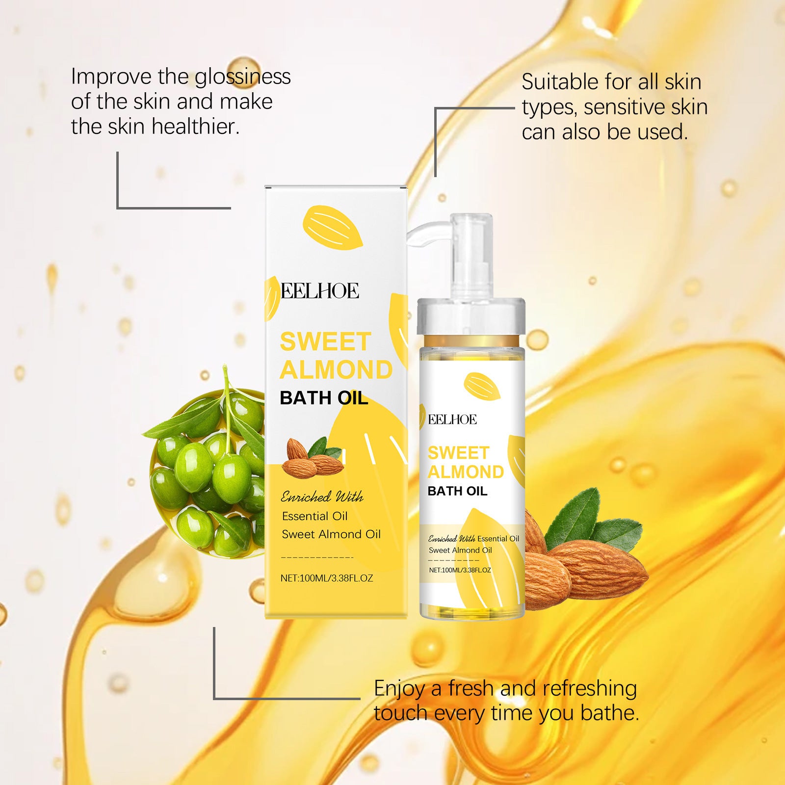 Luxury Daily Body & Skin Massage Oil — Almond & Olive Oil Nourishing Skin Care Formula 100ml — Prime Trend Market
