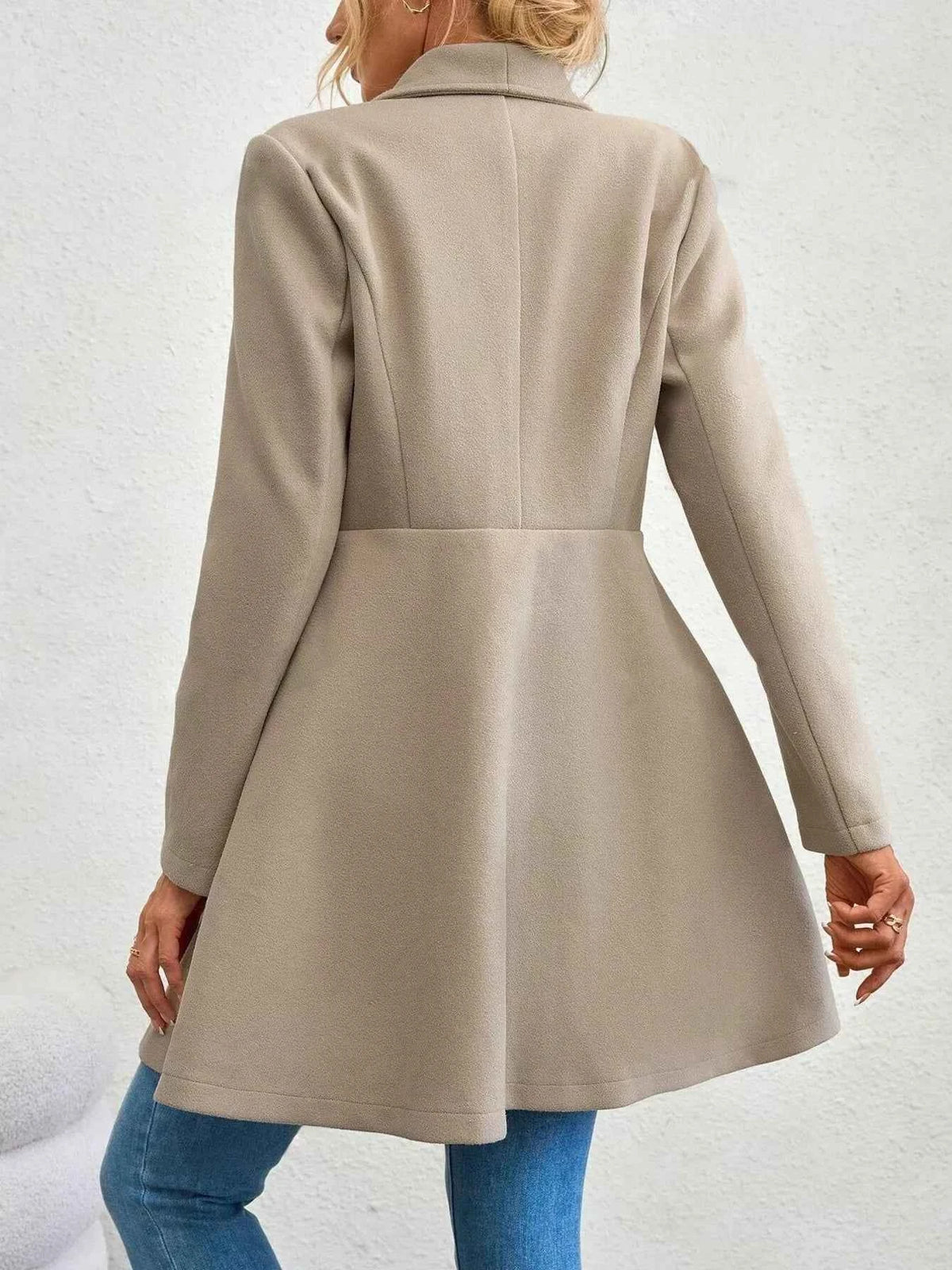 Double-Breasted Draped-Lapel Coat