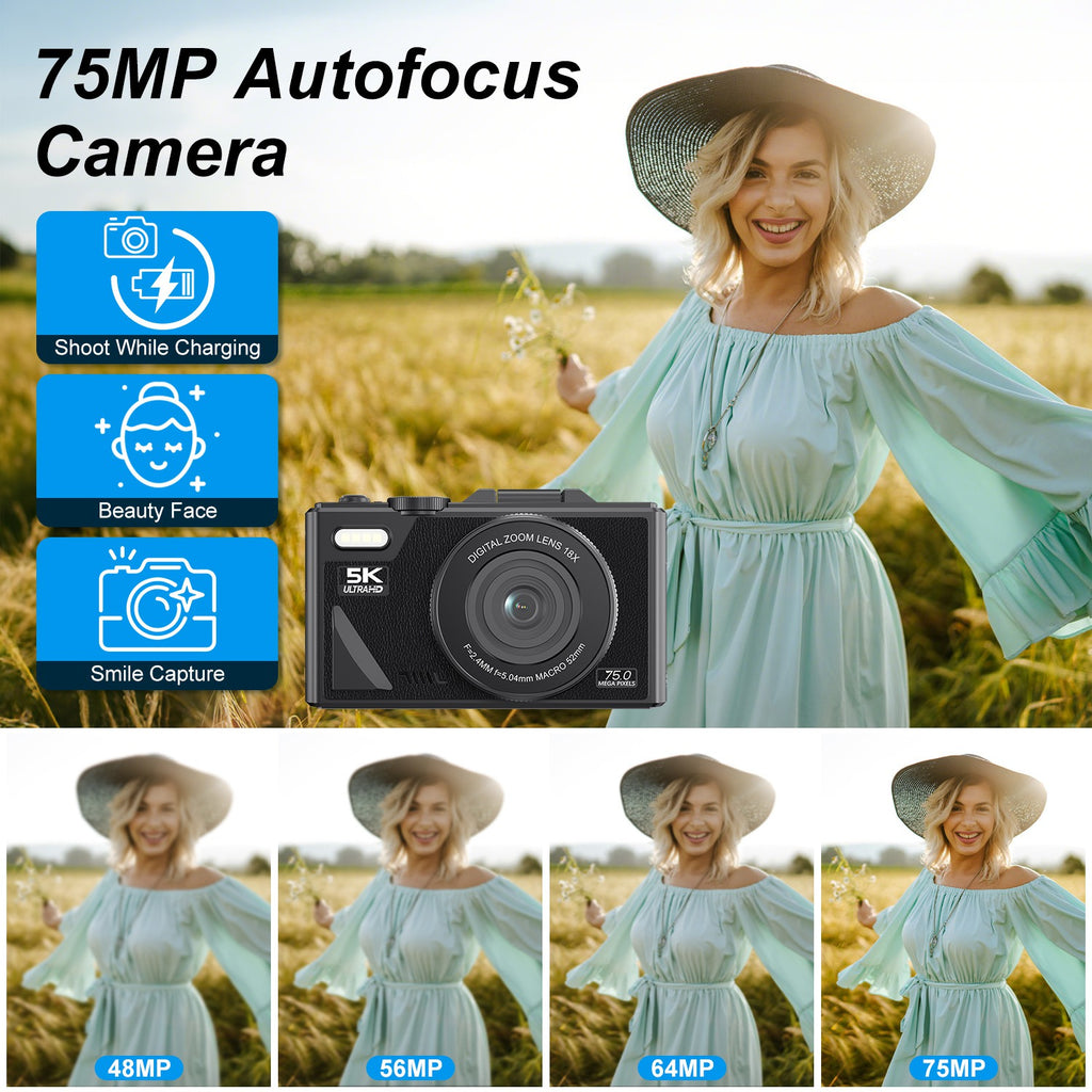 5K WiFi Vlogging Camera with Flip Screen, Fill Light & 2 Batteries — Prime Trend Market