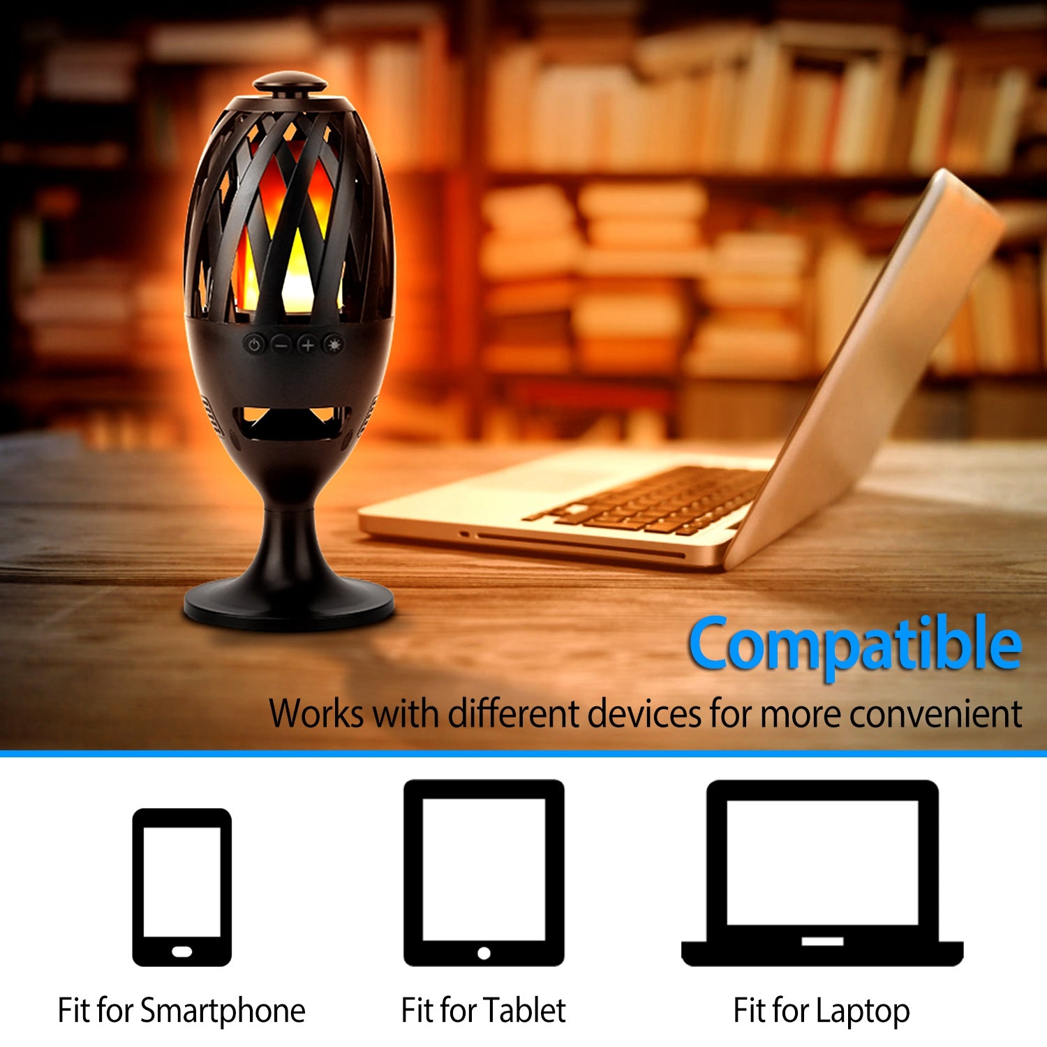 LED Flame Torch Bluetooth Speaker — Outdoor Waterproof Stereo Bass for Party & Camping — Eliza & Tuan