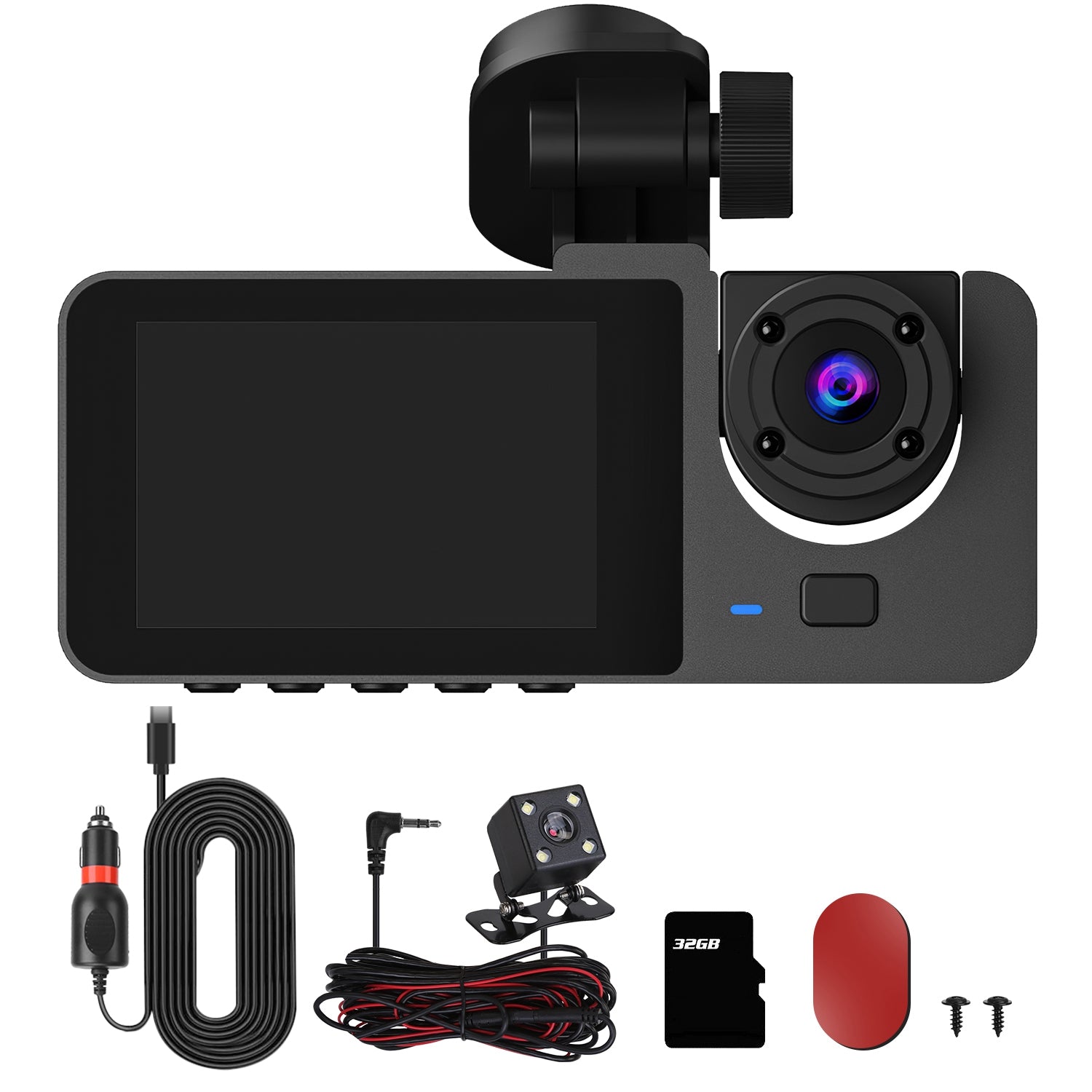 3-Channel Dash Cam Front Inside Rear | 32G MMC | G-Sensor | Parking Monitor | Loop Recording — Prime Trend Market
