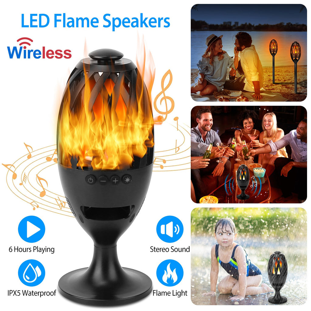 LED Flame Torch Bluetooth Speaker — Outdoor Waterproof Stereo Bass for Party & Camping — Eliza & Tuan