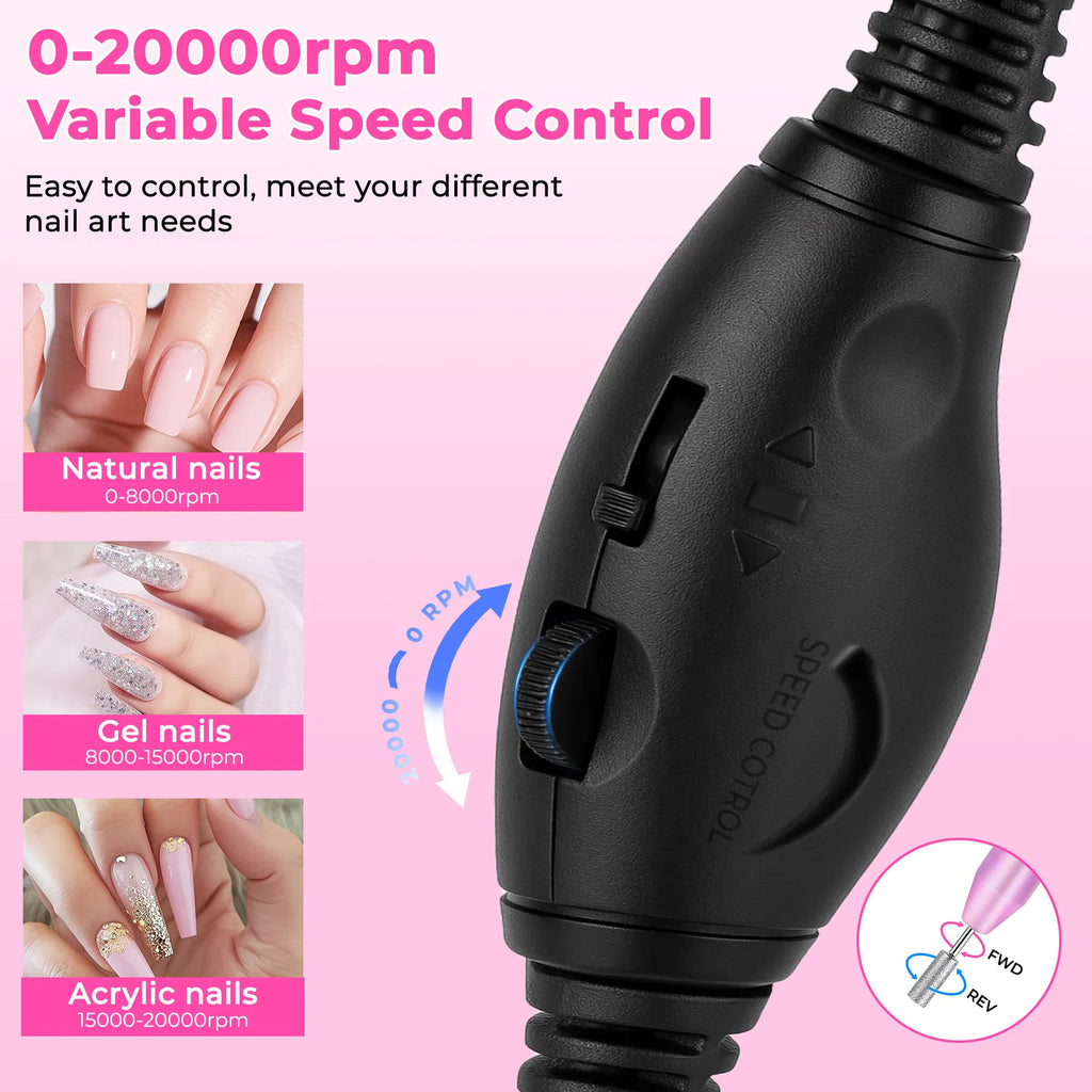 Rose Gold Electric Nail Drill – Professional Nail File Kit with Drill Bits & Sanding Bands | Acrylic & Gel Nails — Prime Trend Market