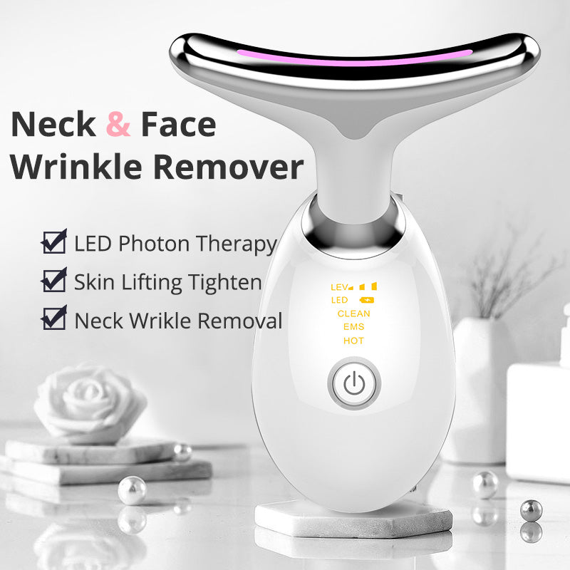 Luxury EMS Thermal Neck Lifting & Tightening Massager — Microcurrent Skin Renewal & 3-Color LED Photon Therapy — Eliza & Tuan