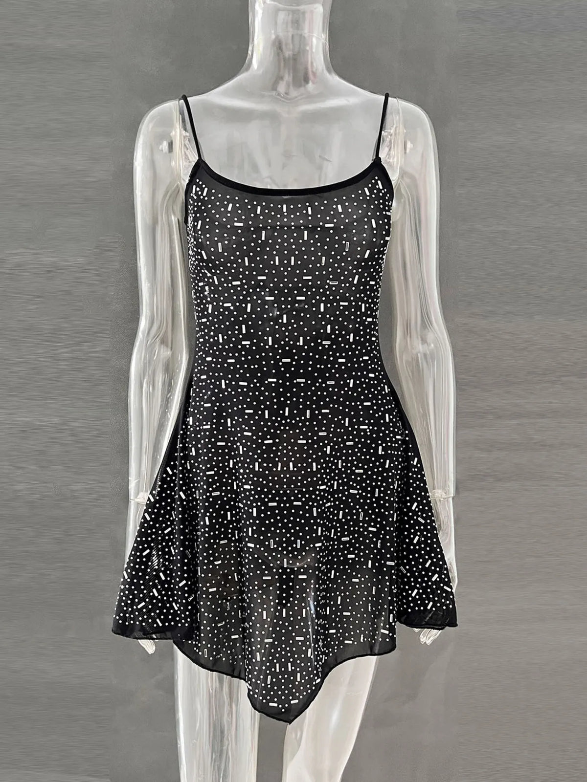 Rhinestone-Detail Mini Cami Dress