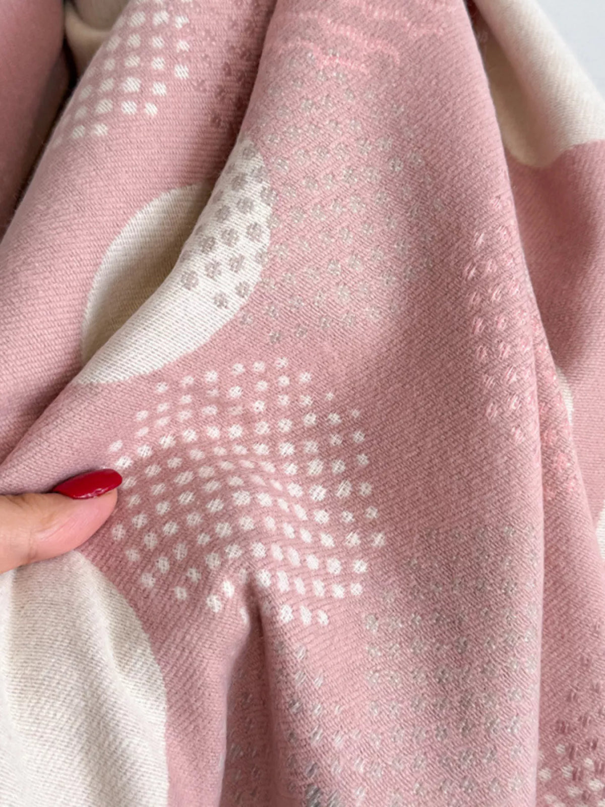Polka-Dot Polyester Raw-Hem Scarf