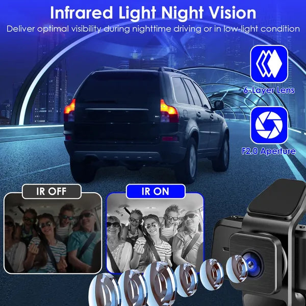 3-Channel WiFi Dash Cam — 1080P Full HD, 170° Wide Angle, IR Night Vision, App Control, 128GB Max — Prime Trend Market