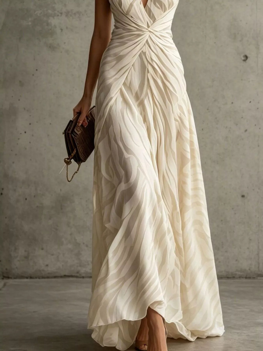 Halter-Neck Ruched Maxi Dress