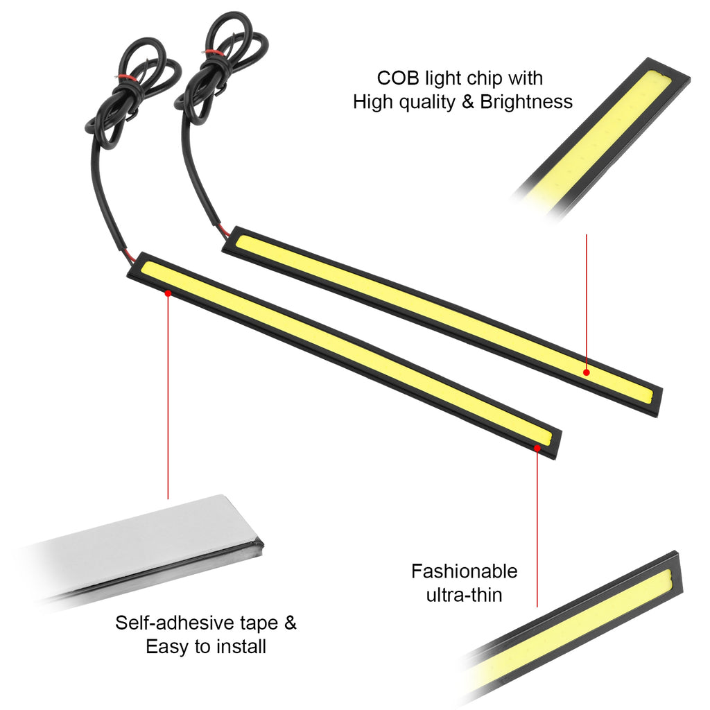 LED Daytime Running Lights for Cars — COB DRL Strip, IP45 Waterproof, 12V, 2Pcs — Eliza & Tuan