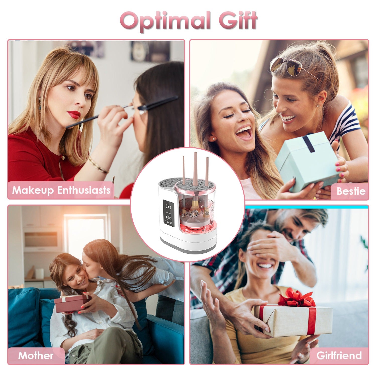 4 In 1 Electric Makeup Brush Cleaner USB Powered Automatic Brush Blender Machine With Timer Digital Display Cleaning Drying UV Disinfection Brush Storage For All Types Of Brushes Valentines Day Gift — Prime Trend Market