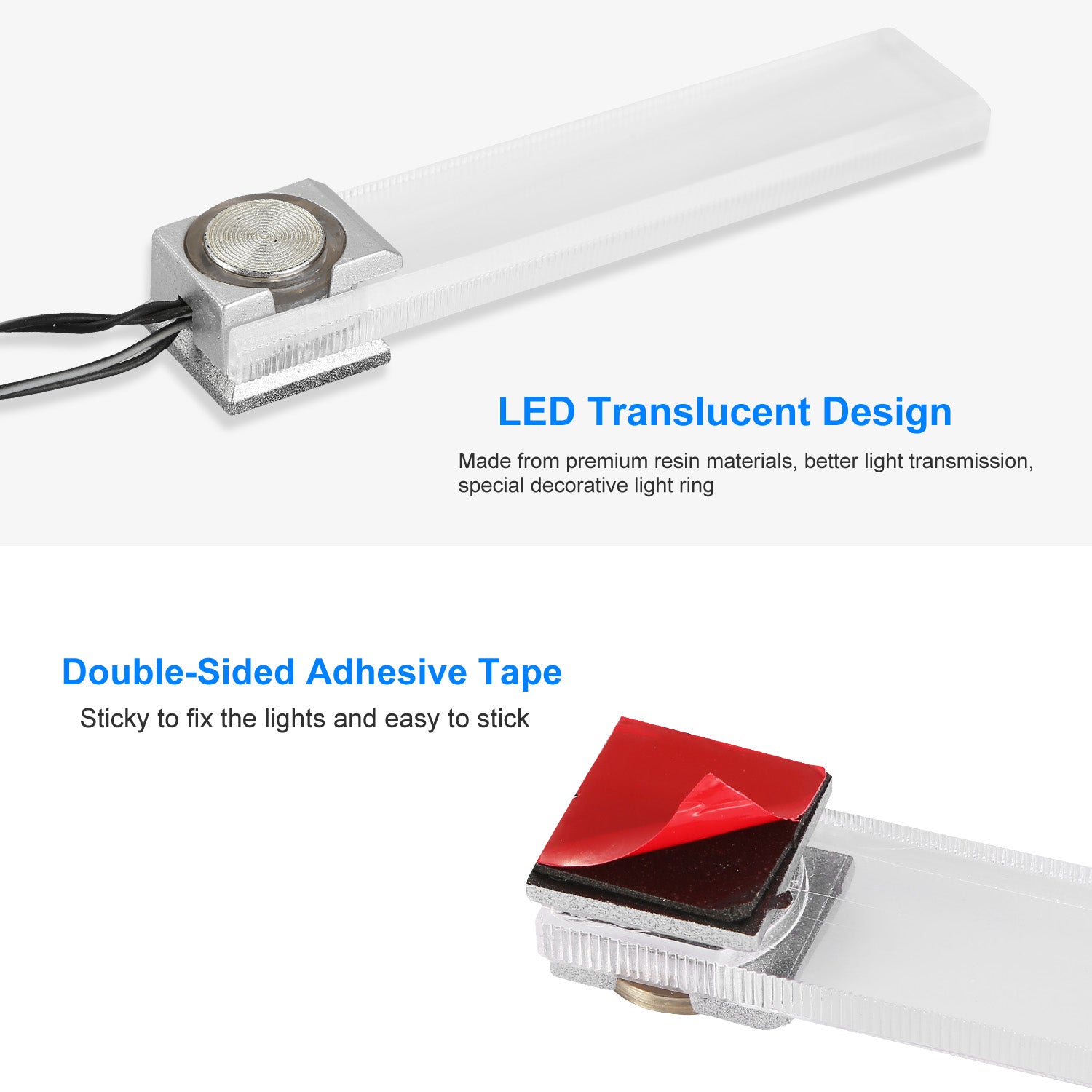 4Pcs Blue LED Car Interior Atmosphere Lights | DC 12V | 360° Adjustable | One-Button Control | Easy Install — Eliza & Tuan