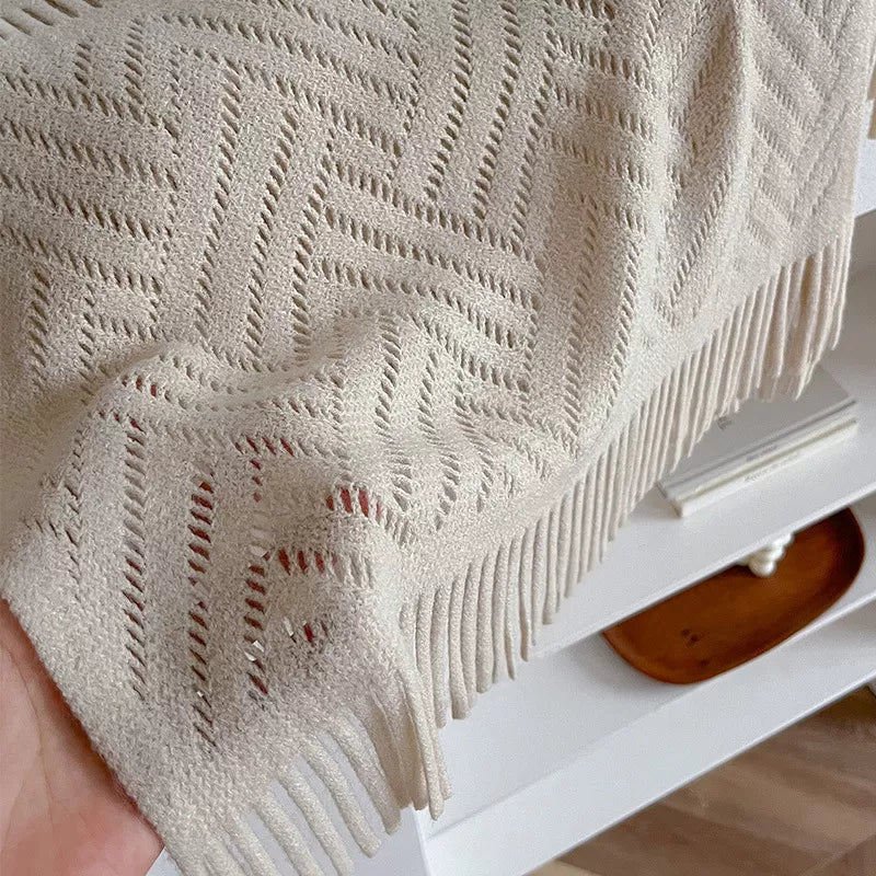 Cotton Openwork Fringe Scarf Shawl