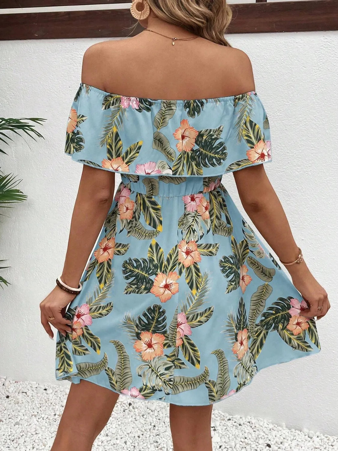 Floral Off-Shoulder Ruffle Mini Dress