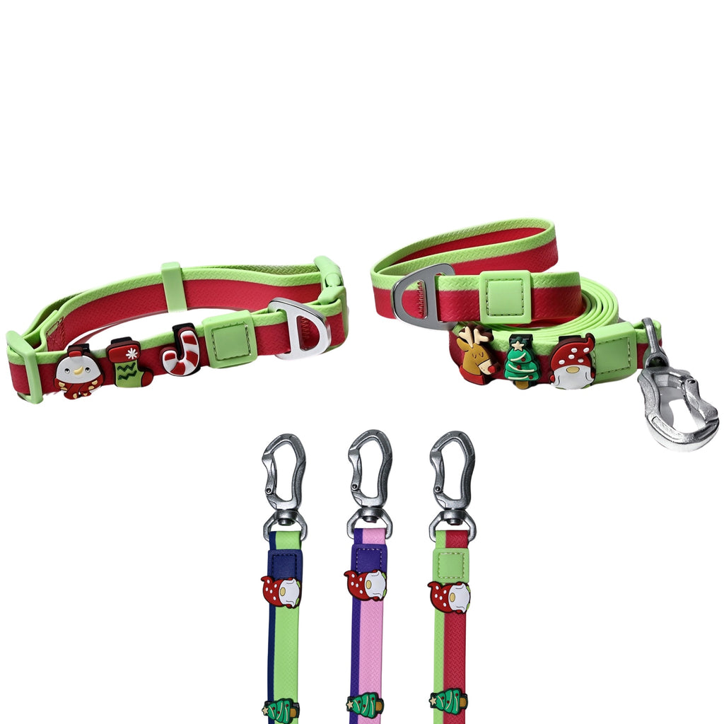 Dual-Color Embossed Pet Leash Set — Waterproof PVC Collar & Leash with DIY Accessories for Dogs — Prime Trend Market