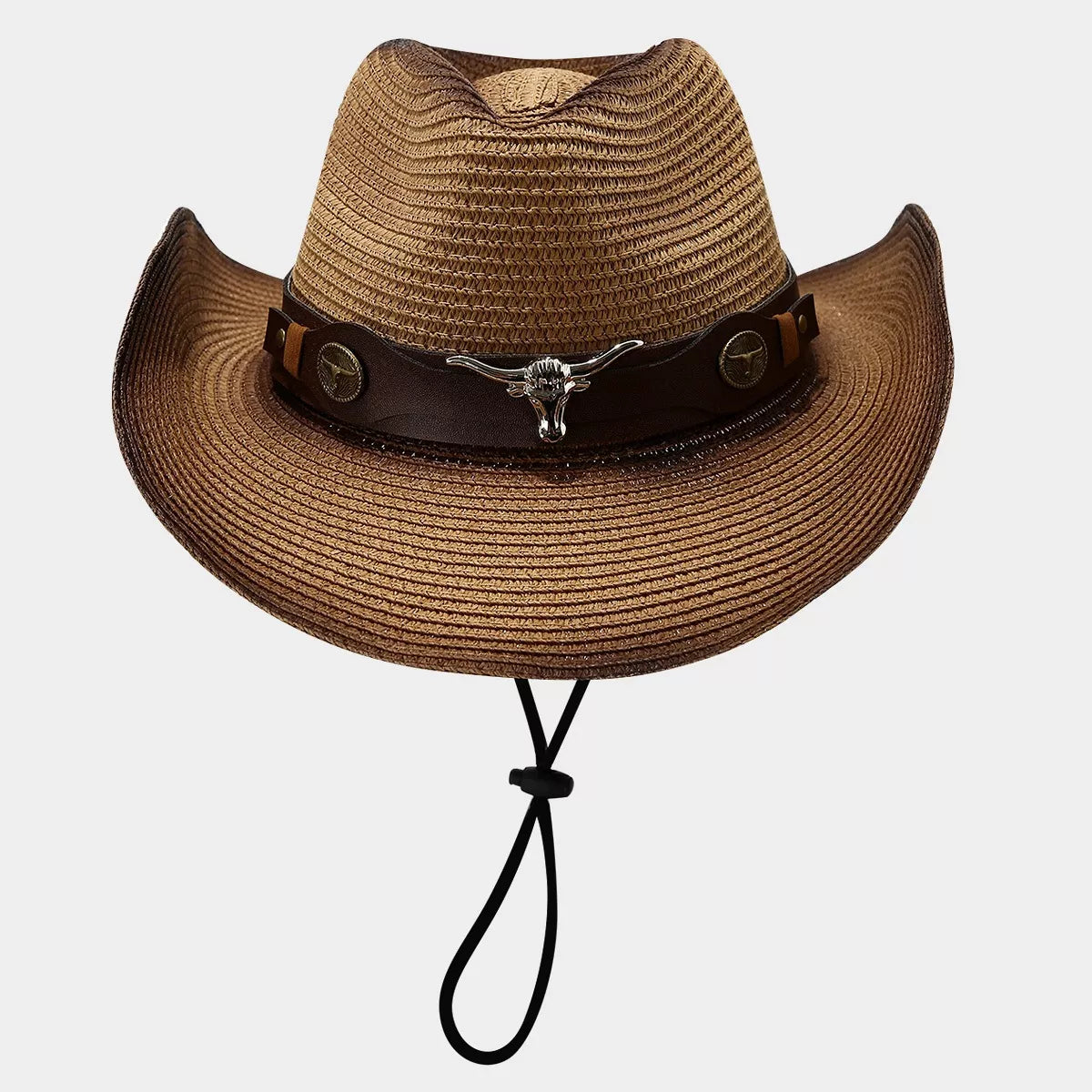 Bull Skull Straw Cowboy Hat