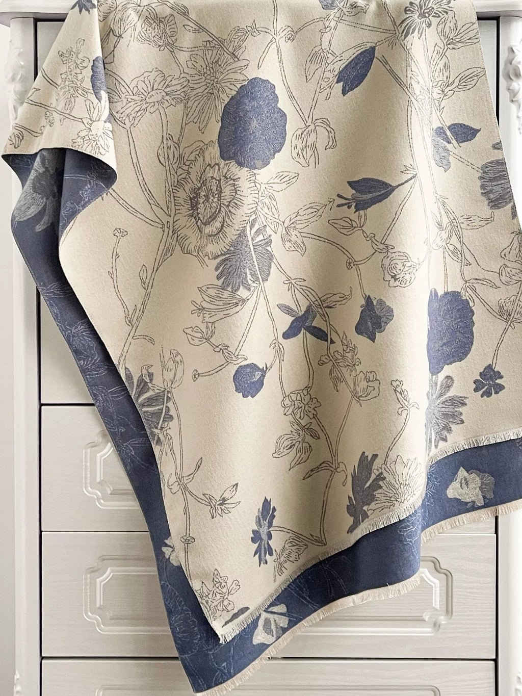 Floral-Print Reversible Polyester Scarf