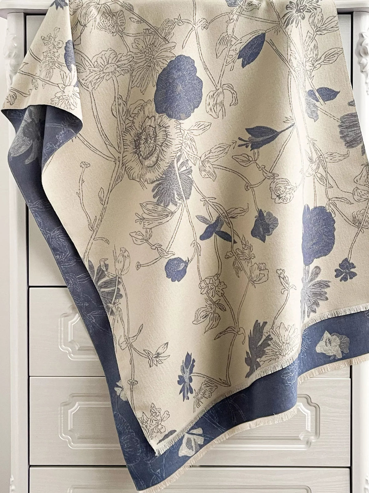 Floral-Print Reversible Polyester Scarf