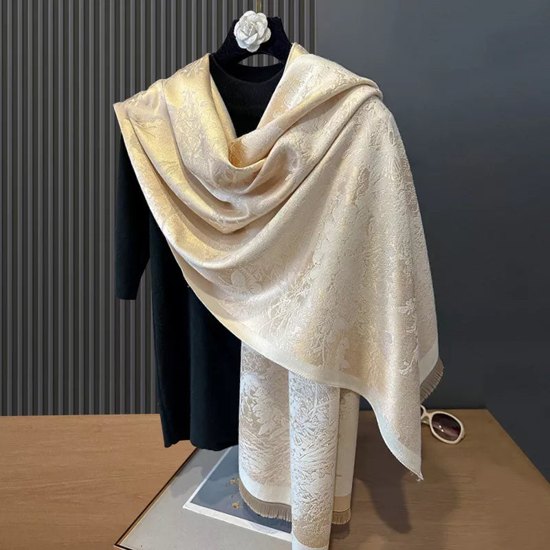 Butterfly-Print Cotton Raw-Hem Scarf
