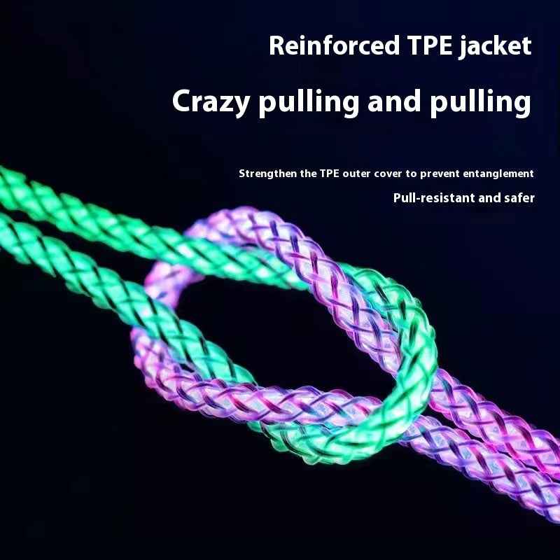 RGB Streamer 3-in-1 Fast Charging Cable — 66W with LED Light Effect