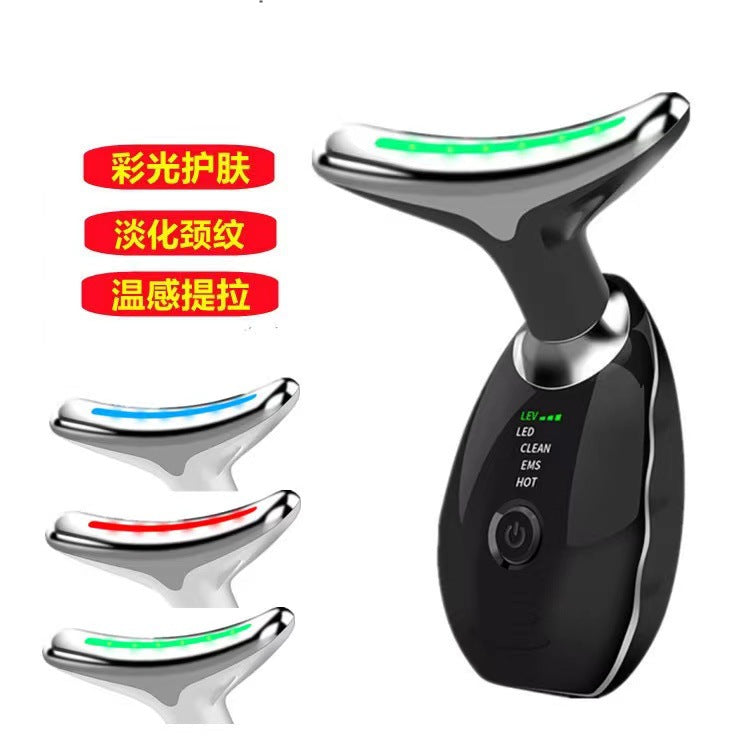 Luxury 7-Color LED EMS Face & Neck Beauty Massager — Negative Ion, Infrared, Ultrasonic Skin Rejuvenation — Eliza & Tuan