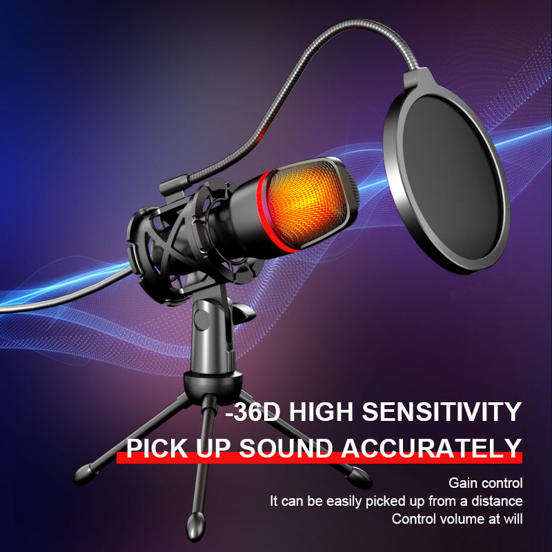 USB Microphone For Gaming & Podcast — RGB LED Desktop Mic with Stand — Prime Trend Market