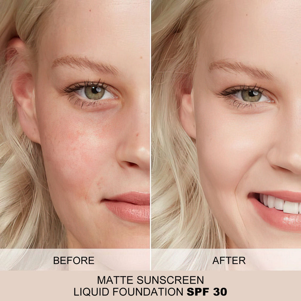 Matte Sunscreen Liquid Foundation SPF 30 — Full Coverage & Sun Protection | 6 Shades — Prime Trend Market