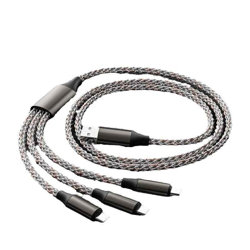 RGB Streamer 3-in-1 Fast Charging Cable — 66W with LED Light Effect