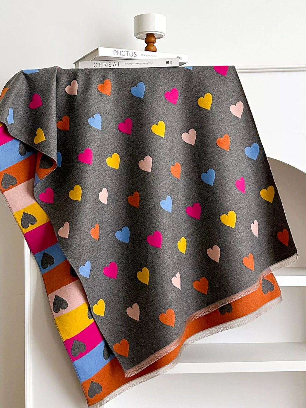 Heart-Pattern Polyester Scarf