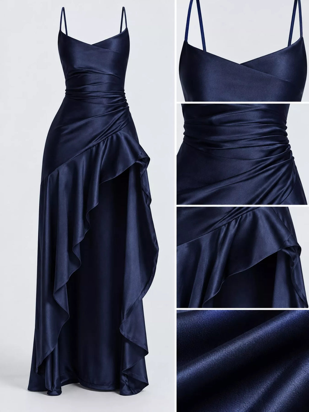 High-Low Ruffle-Hem Evening Dress