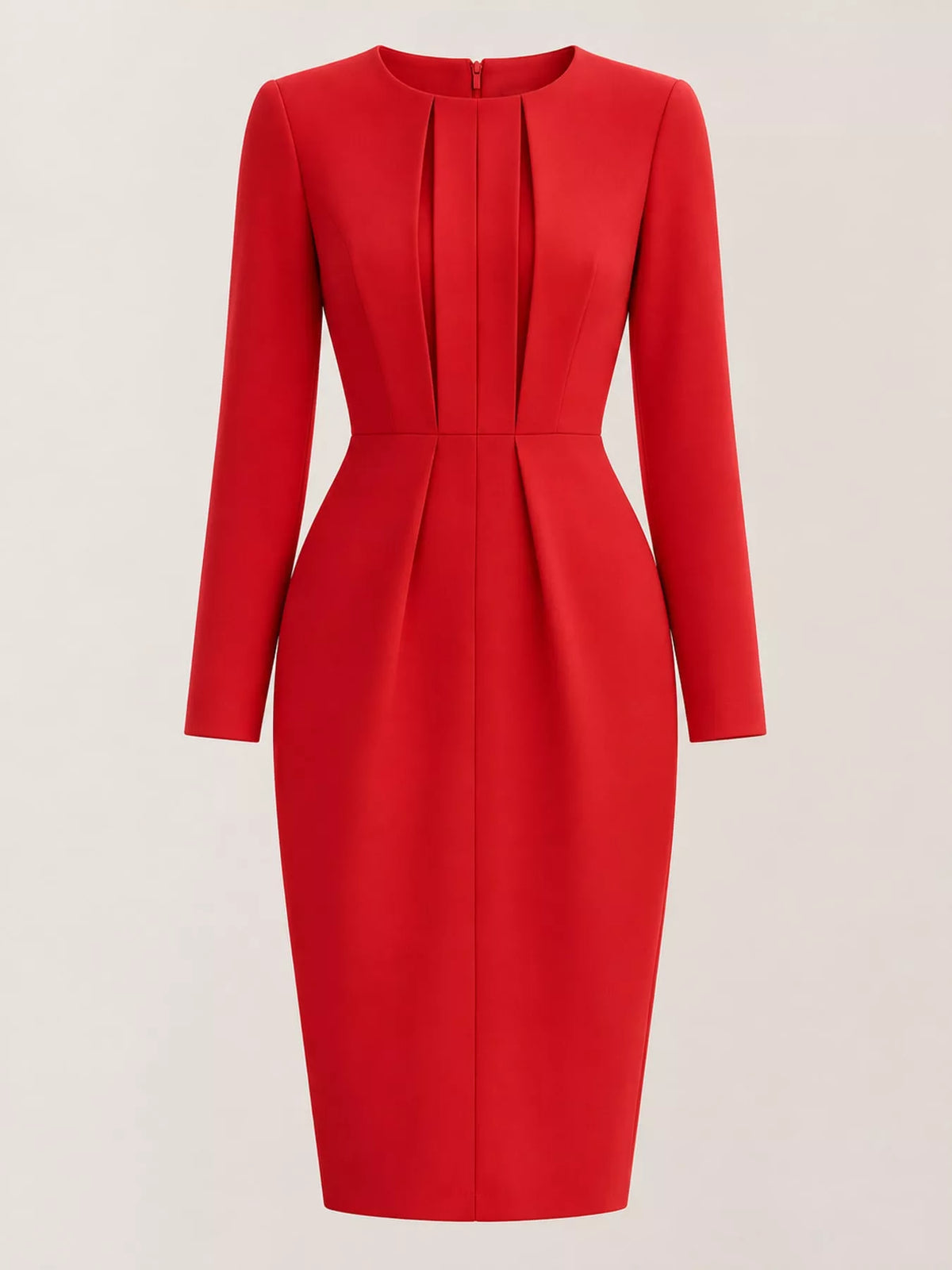 Long-Sleeve Pleated Bodycon Dress | S–3XL