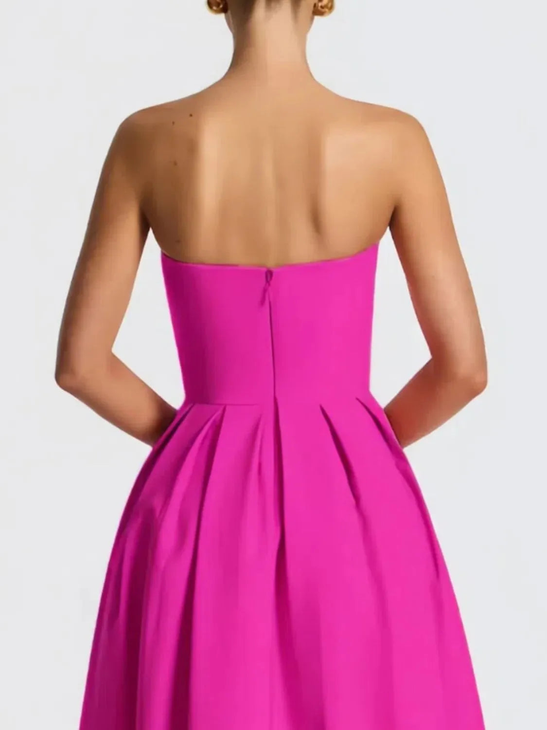 Solid-Color Tube Midi Dress