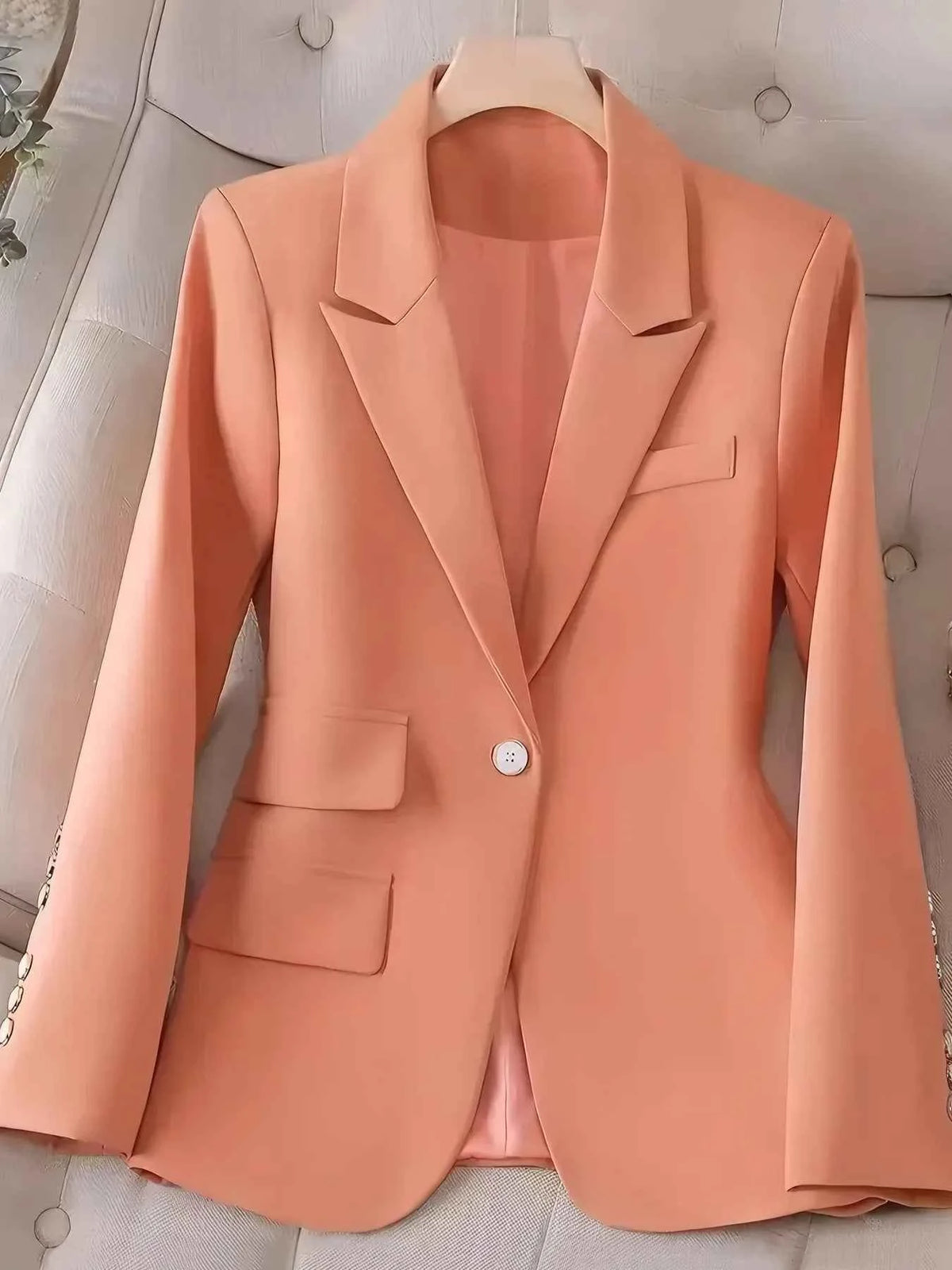 Single-Button Long-Sleeve Blazer
