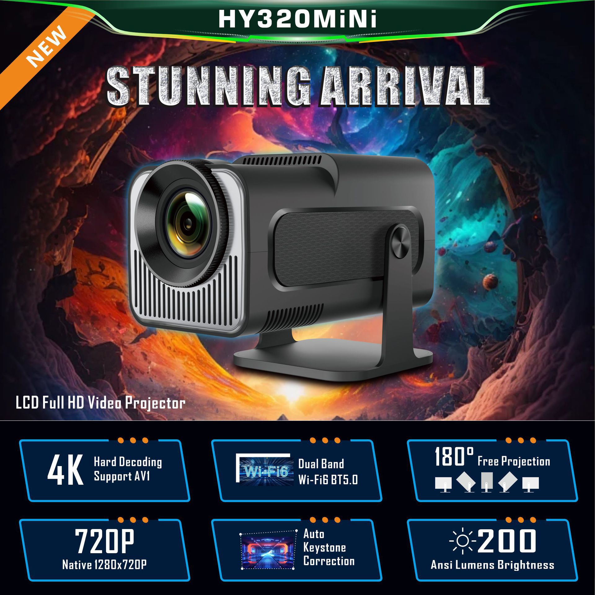 CinemaVision™ HY320 Mini Projector — 720P Android Smart Home Theater — Prime Trend Market