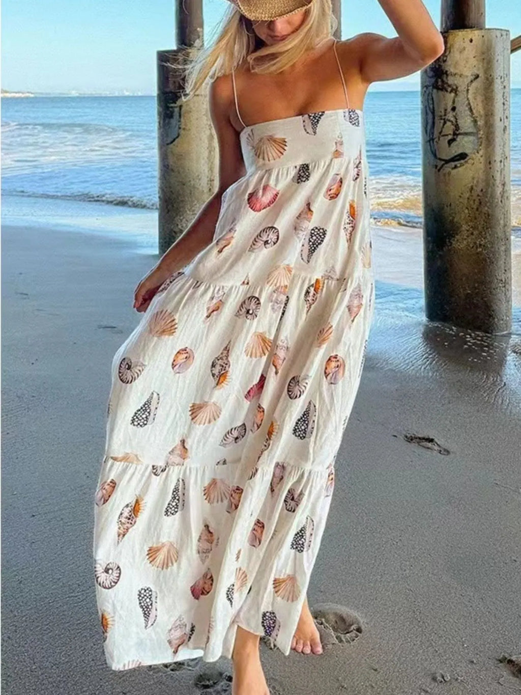 Printed Square-Neck Cami Maxi Dress