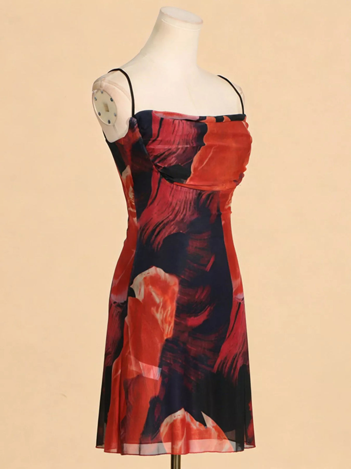 Printed Spaghetti-Strap Mini Dress