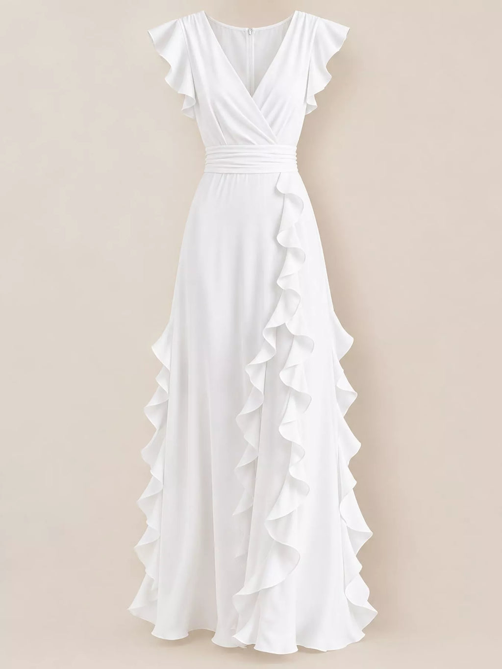 Ruffled Surplice Sleeveless Maxi Dress