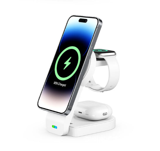 Foldable 3-in-1 Magnetic Wireless Charger Stand — iPhone, Apple Watch & AirPods — Prime Trend Market