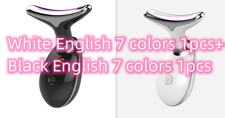 Luxury 7-Color LED EMS Face & Neck Beauty Massager — Negative Ion, Infrared, Ultrasonic Skin Rejuvenation — Eliza & Tuan