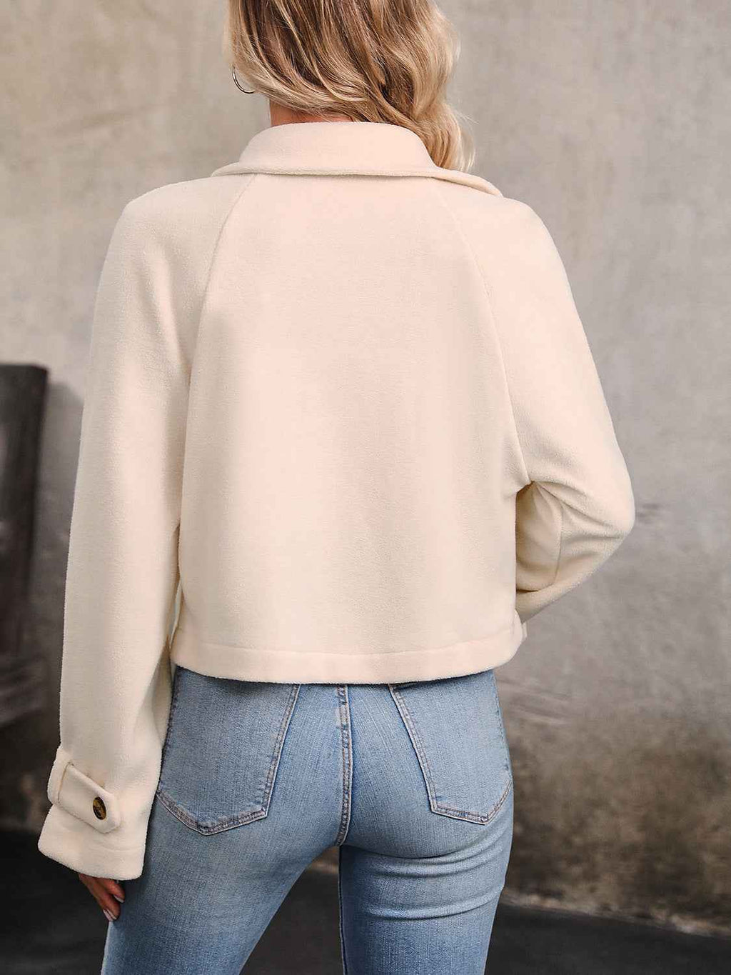 Sand Double-Breasted Cropped Jacket