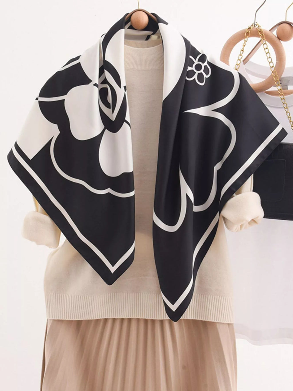 Flower Print Square Scarf